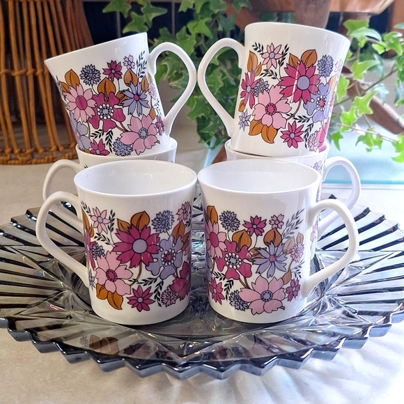 SALE!! Elizabethan Portobello 2 - made in England bone china 6 cups - Picture 1 of 8